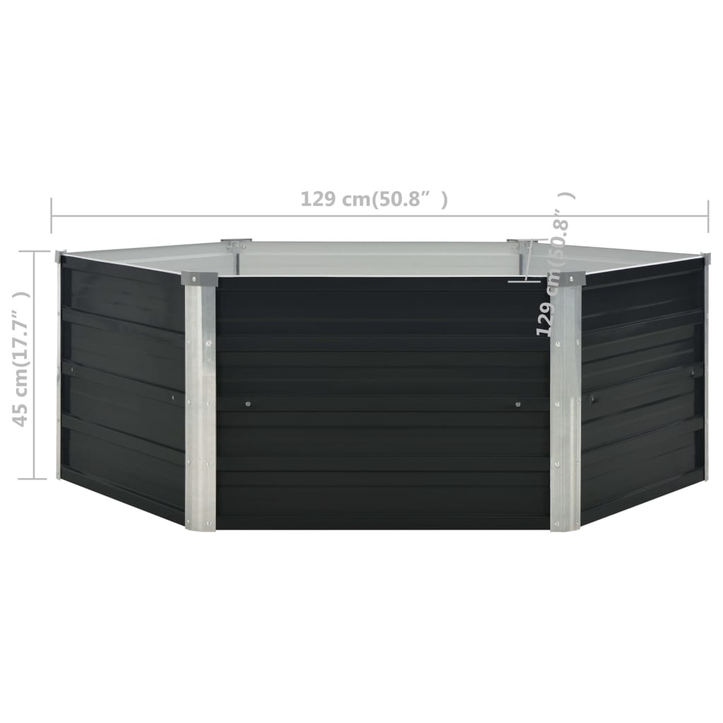 Plantenbak Verhoogd 129X129X45 Cm Gegalvaniseerd Staal Antraciet