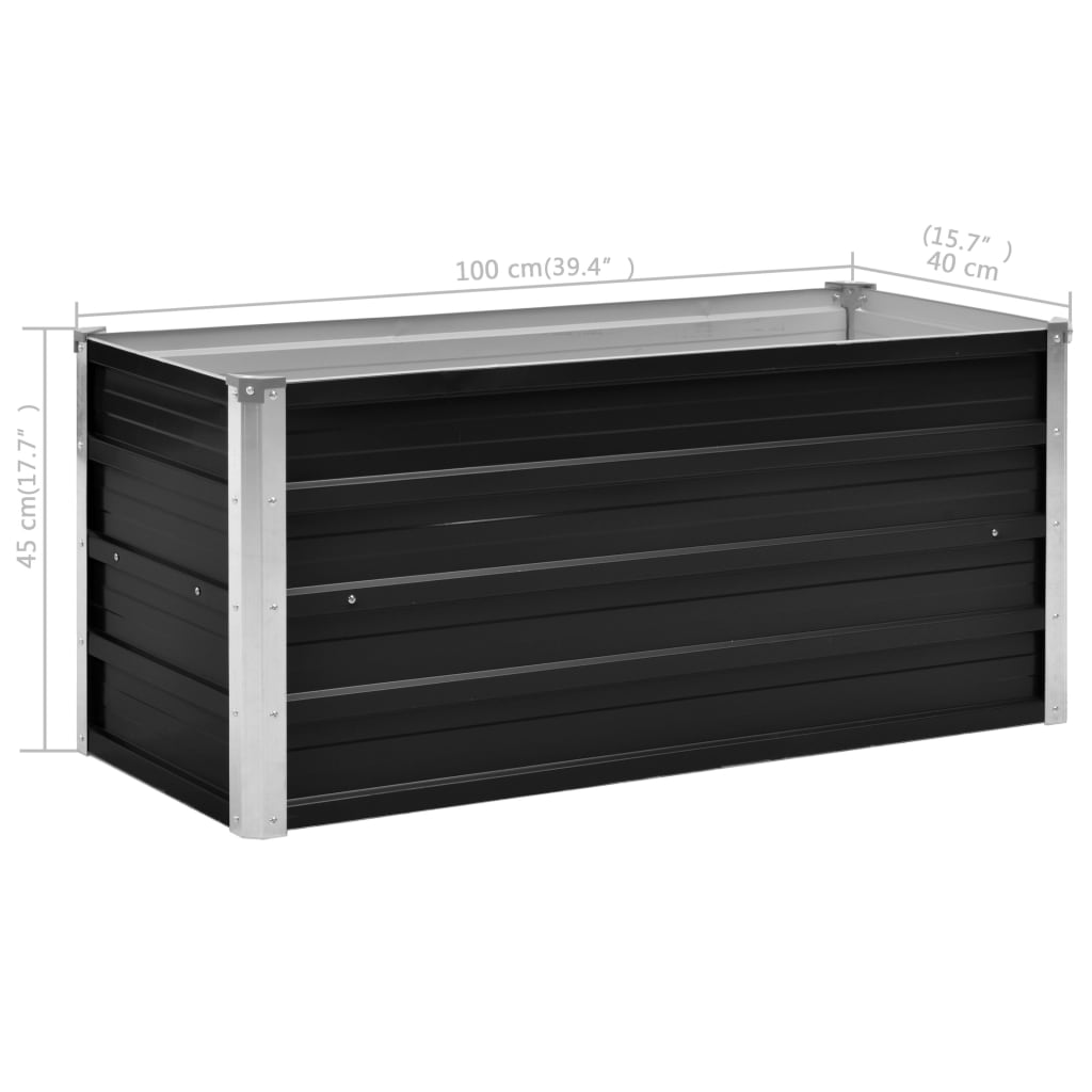 Plantenbak Verhoogd 100X40X45 Cm Gegalvaniseerd Staal Antraciet