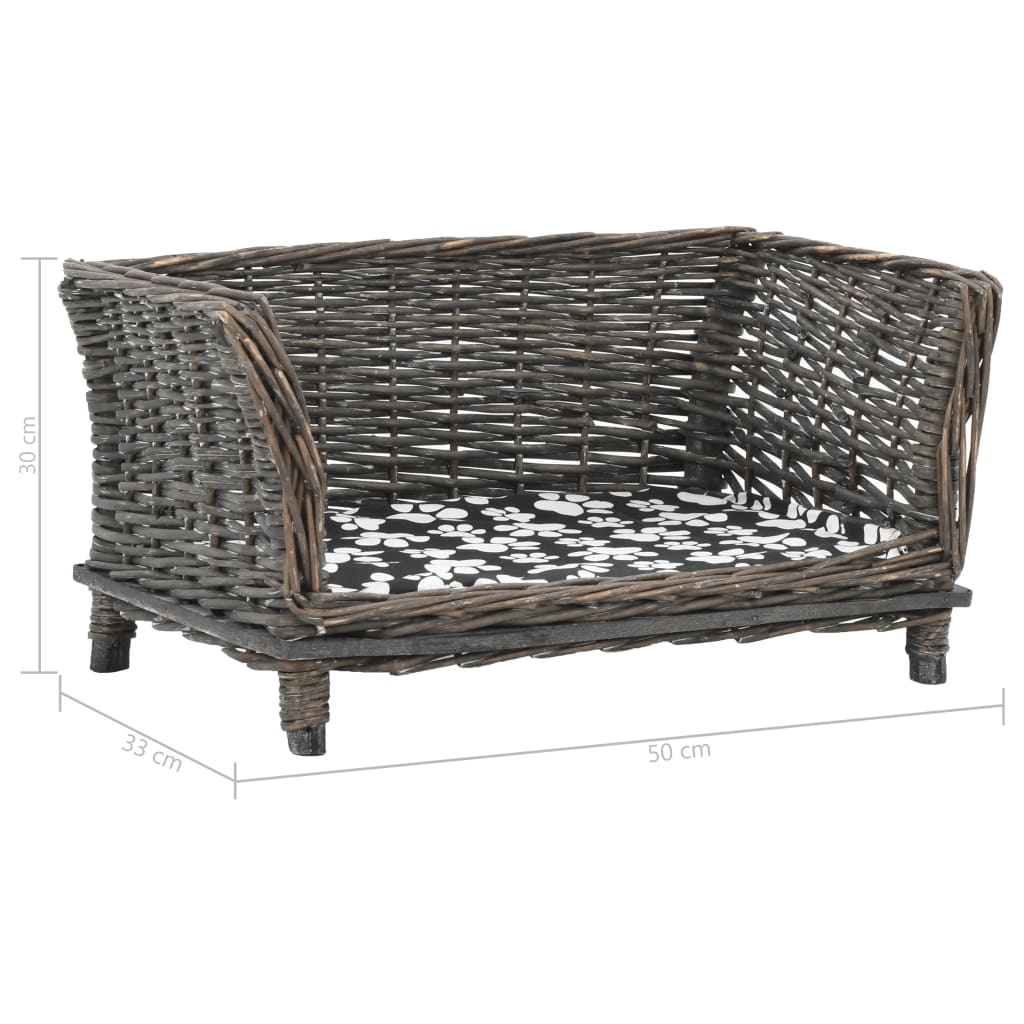 Hondenmand Met Kussen 50X33X30 Cm Natuurlijk Wilgen Grijs