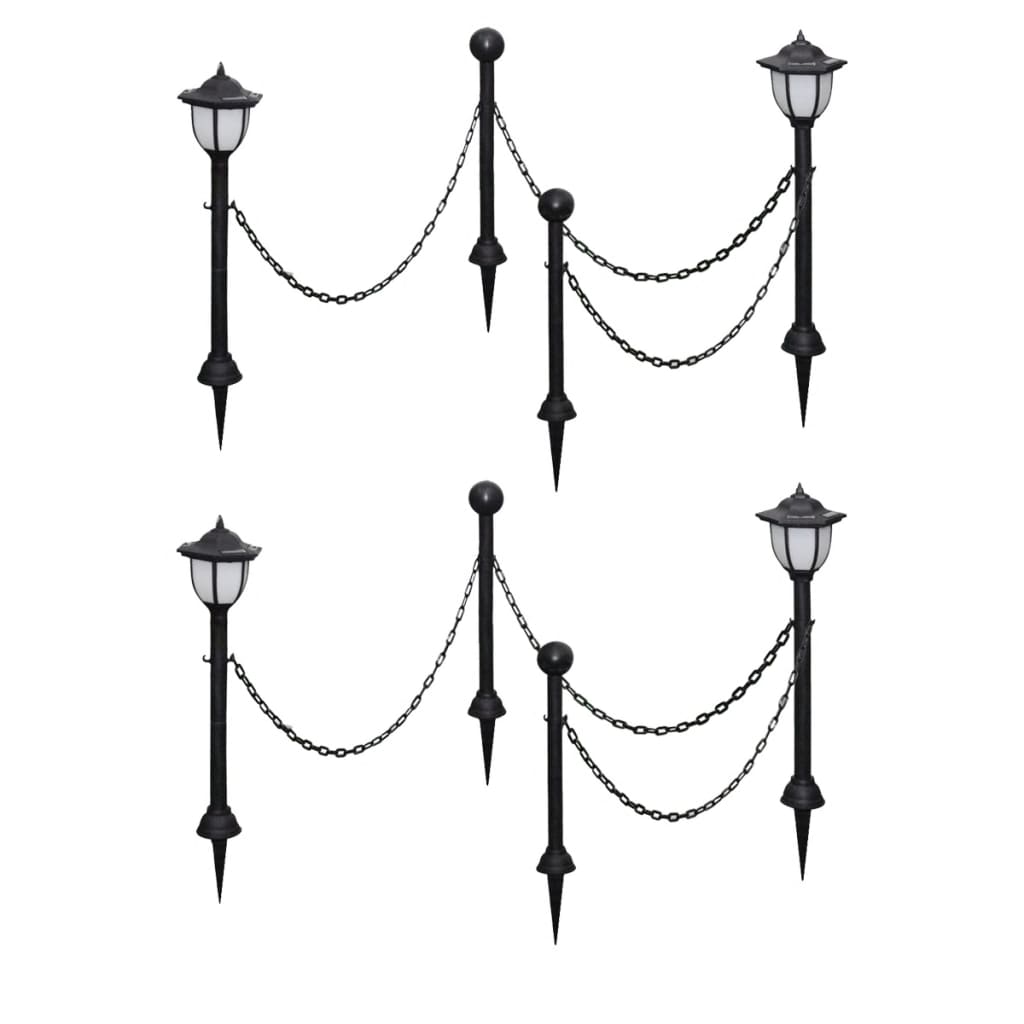 Solarlampen 4 St Met Hekwerk En Palen