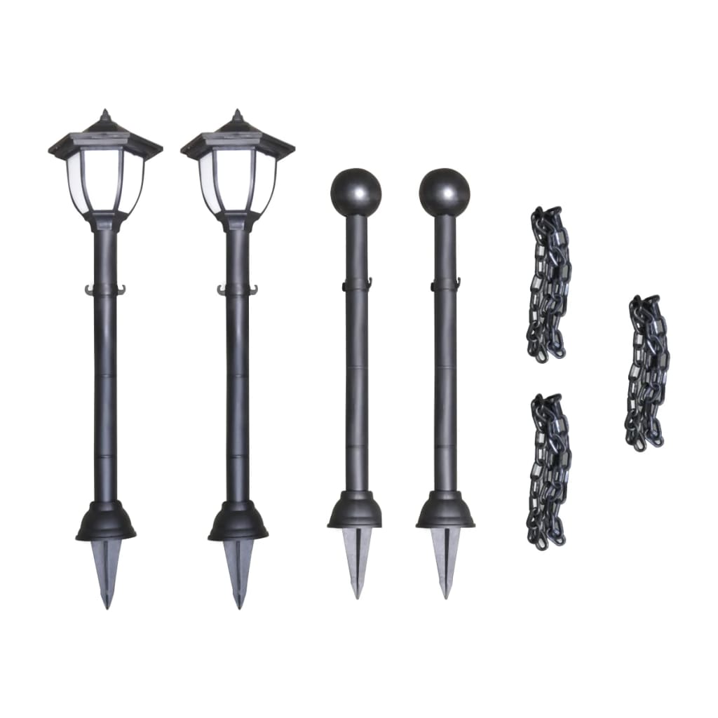 Solarlampen 4 St Met Hekwerk En Palen