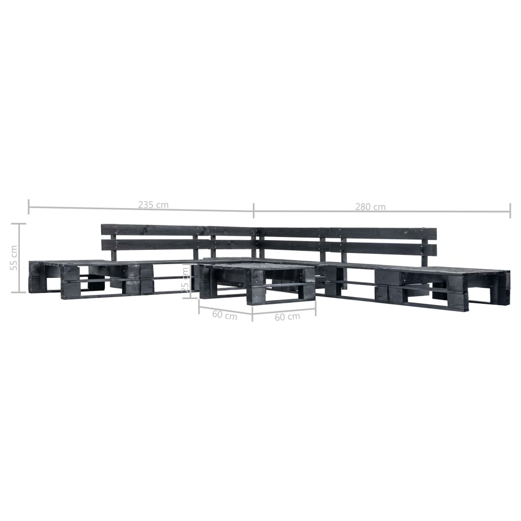 6-Delige Loungeset Pallet Hout Zwart