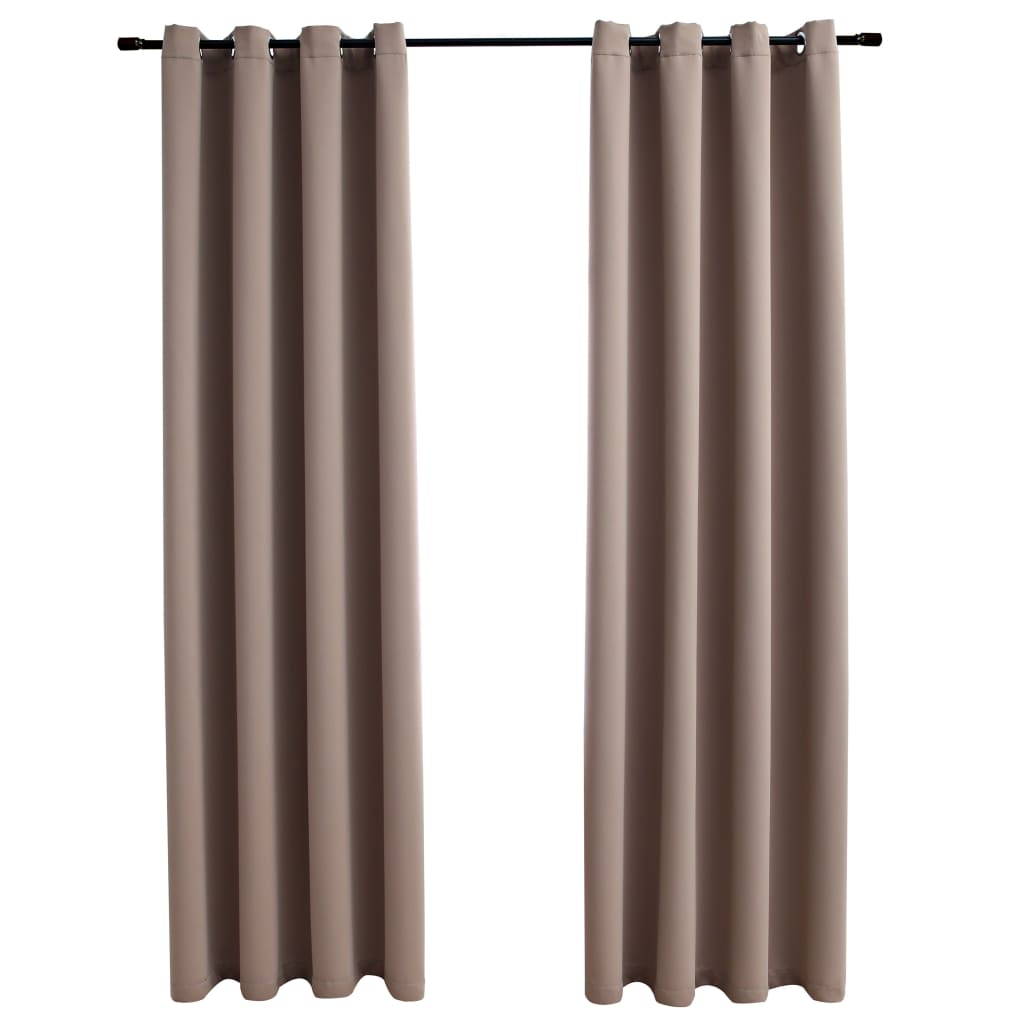 Gordijn Verduisterend Met Metalen Ringen 2 St 140X175 Cm Taupe