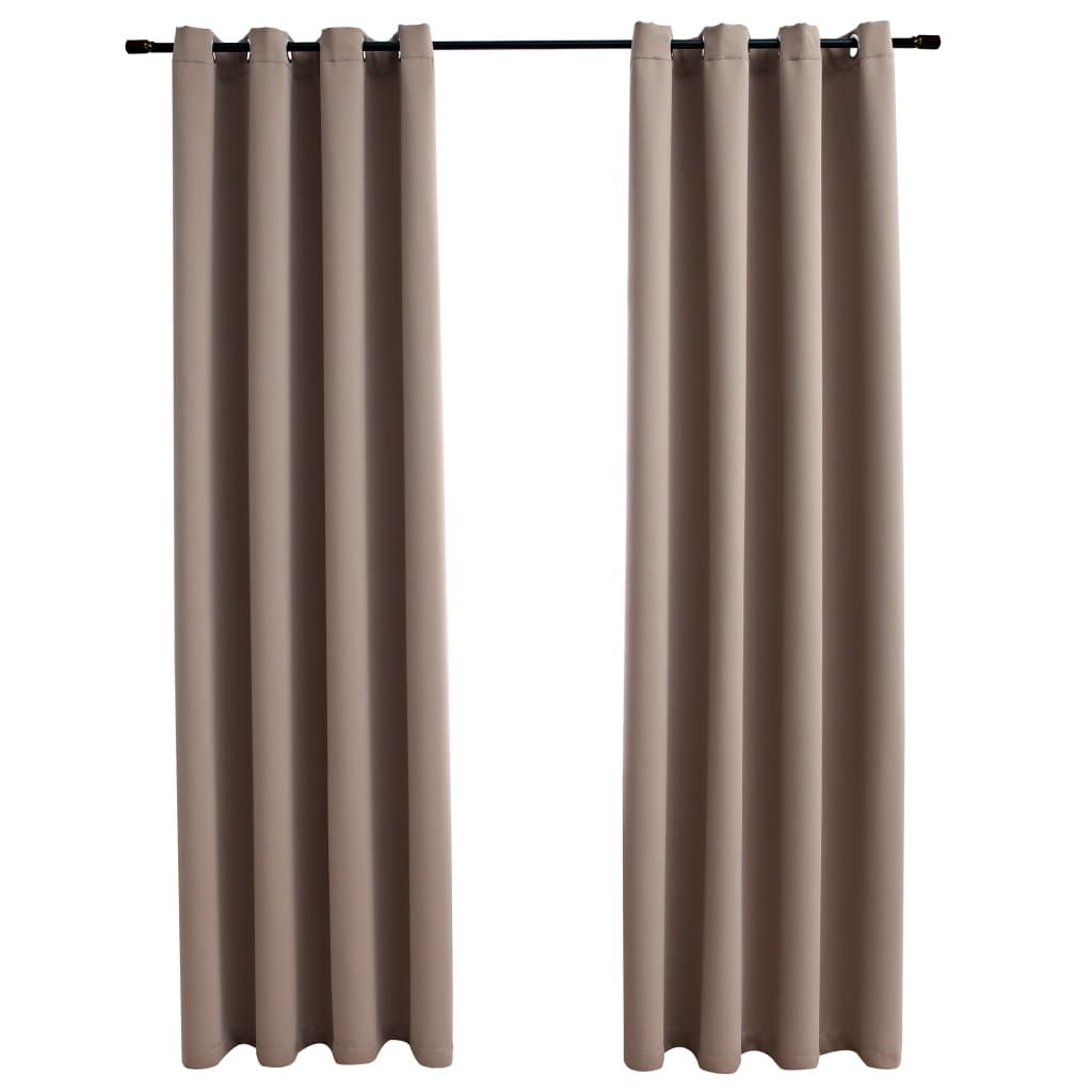 Gordijn Verduisterend Met Metalen Ringen 2 St 140X225 Cm Taupe