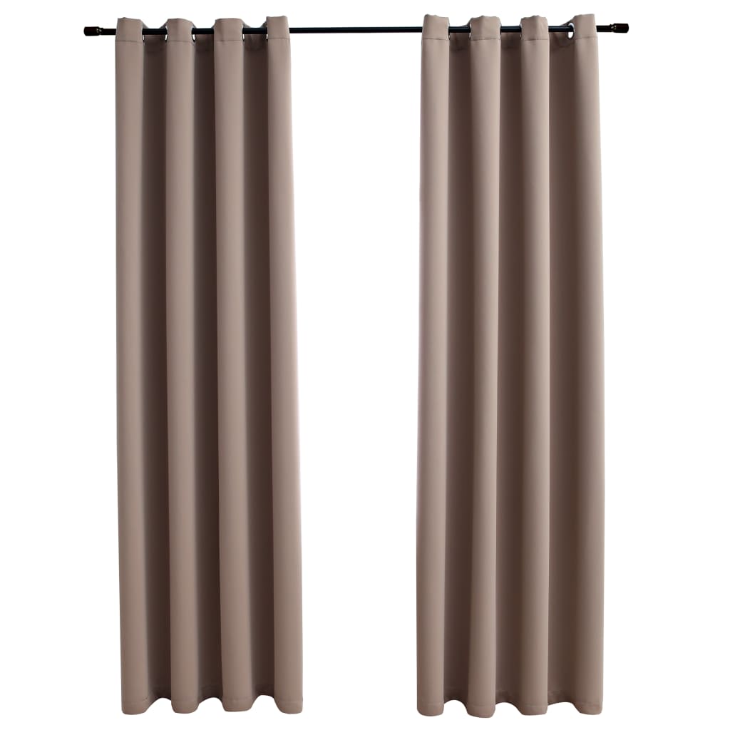 Gordijn Verduisterend Met Metalen Ringen 2 St 140X245 Cm Taupe