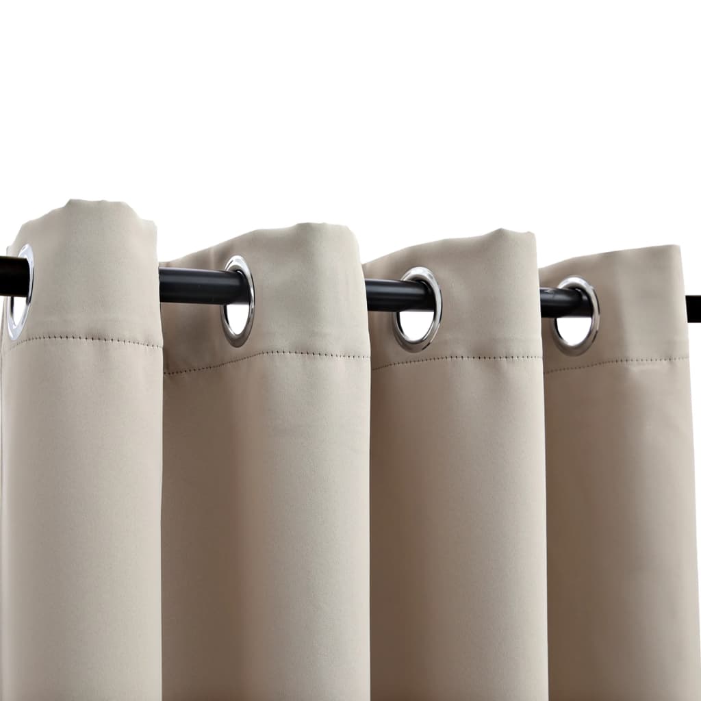 Gordijn Verduisterend Met Metalen Ringen 2 St 140X225 Cm Beige