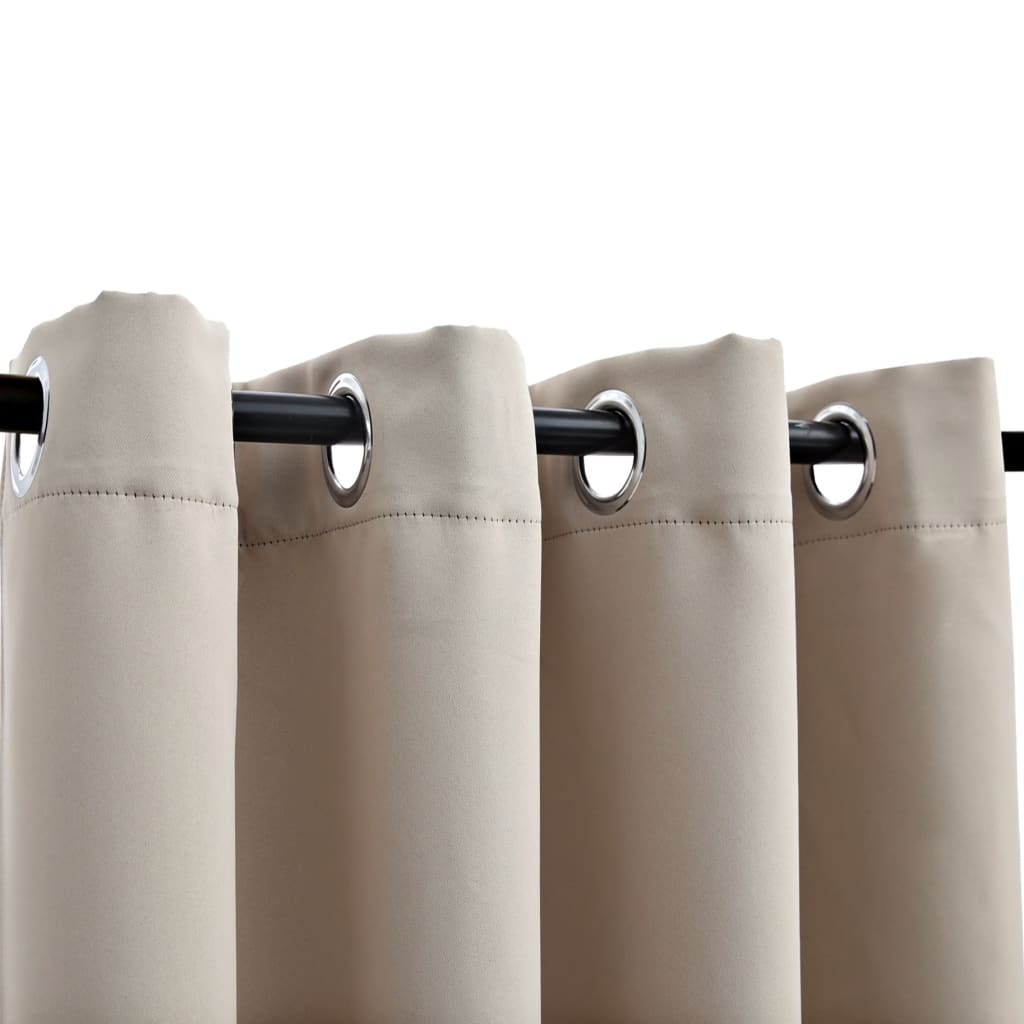 Gordijn Verduisterend Met Metalen Ringen 290X245 Cm Beige