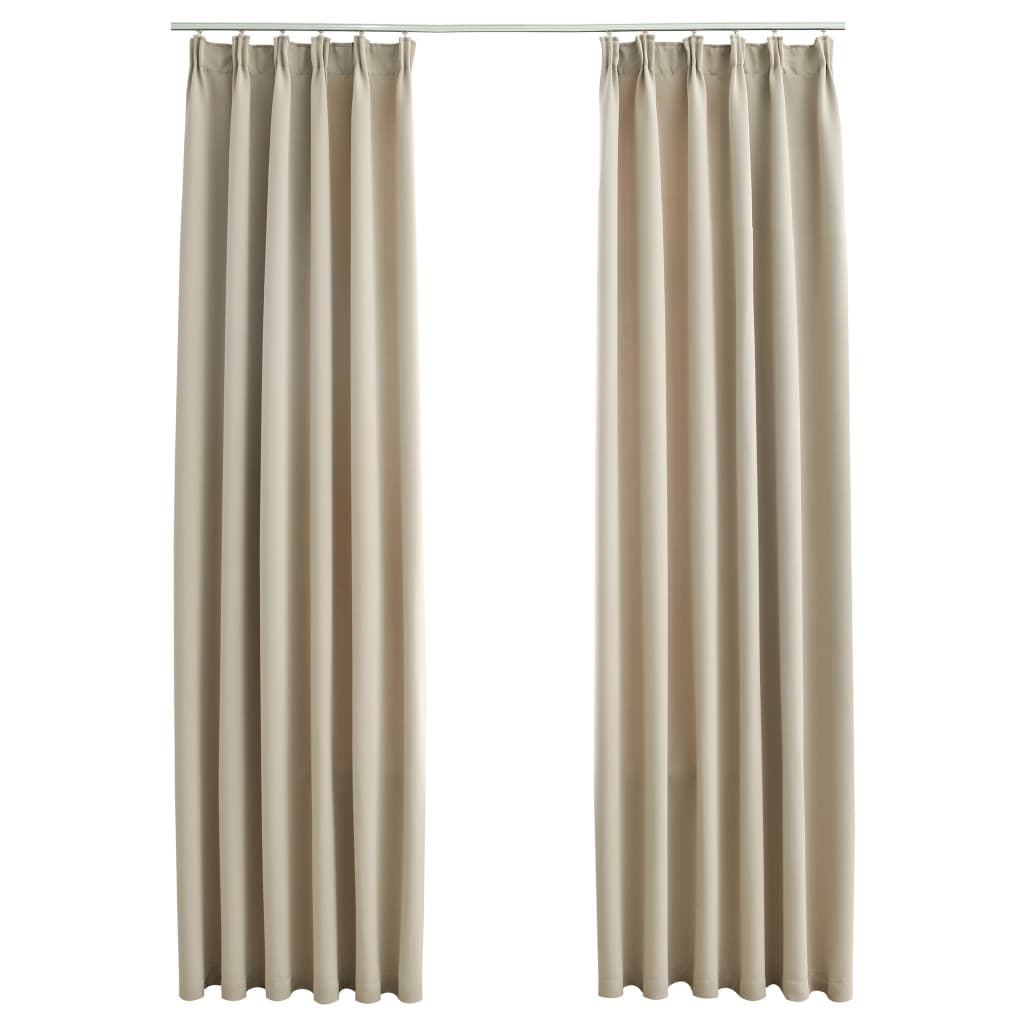 Gordijnen Verduisterend Met Haken 2 St 140X245 Cm Beige