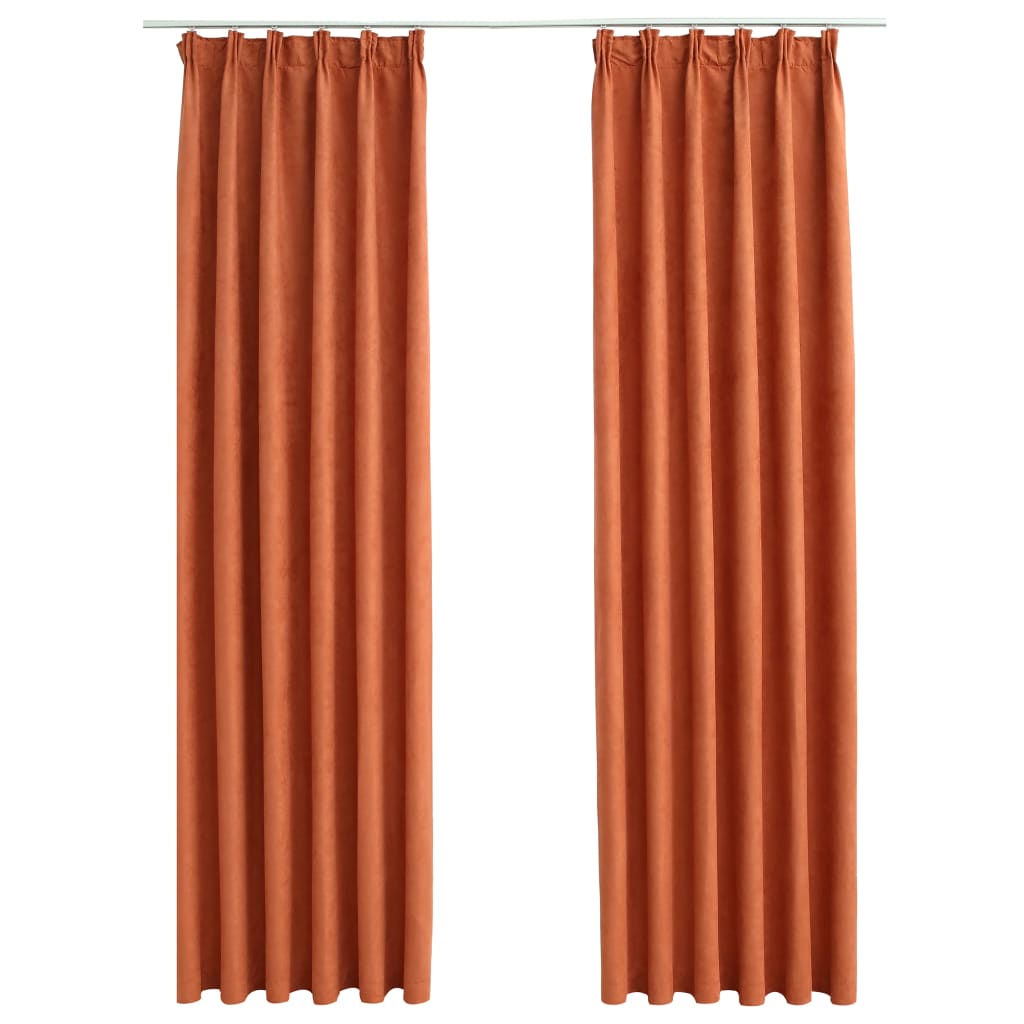 Gordijnen Verduisterend Met Haken 2 St 140X225 Cm Roestkleurig