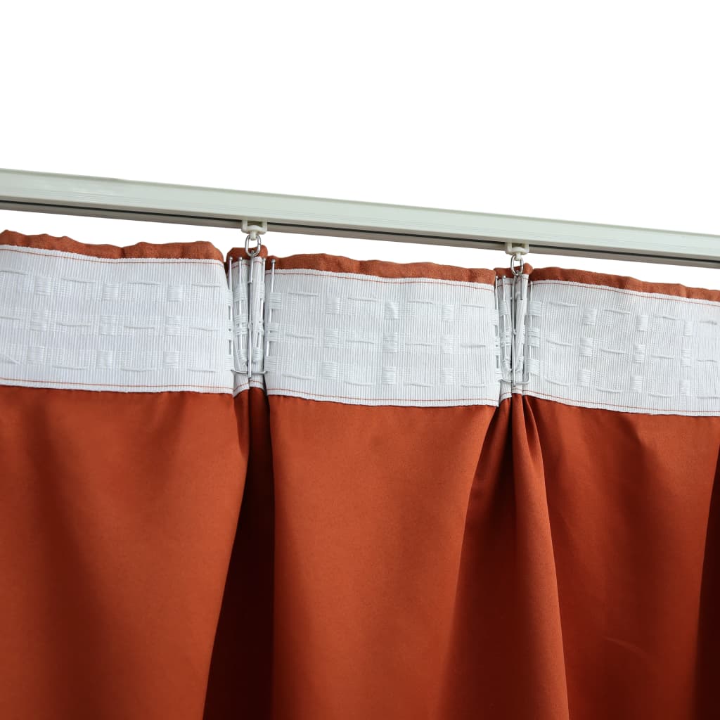 Gordijnen Verduisterend Met Haken 2 St 140X225 Cm Roestkleurig
