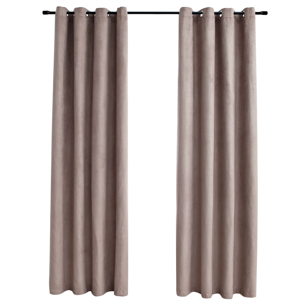 Gordijn Verduisterend Met Metalen Ringen 2 St 140X225 Cm Taupe