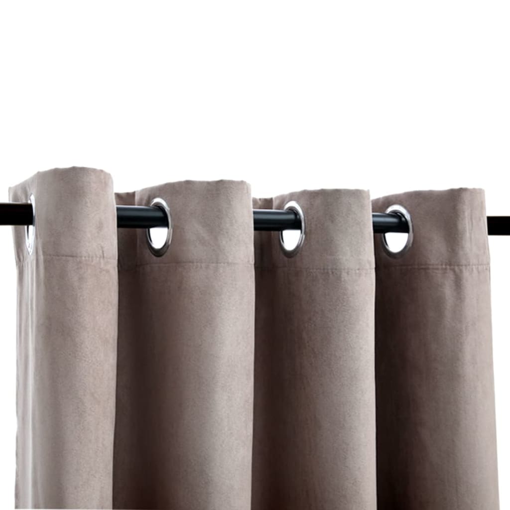 Gordijn Verduisterend Met Metalen Ringen 2 St 140X225 Cm Taupe