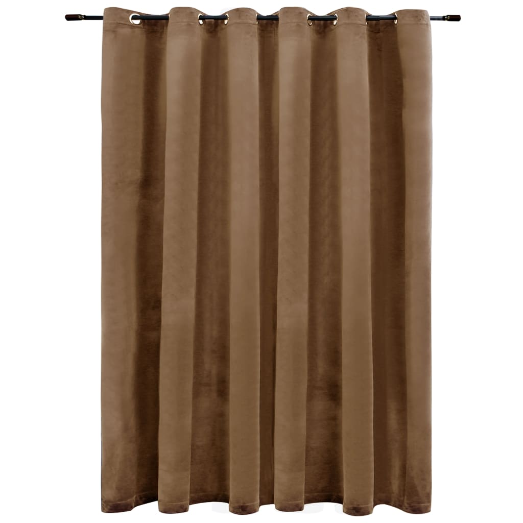 Gordijn Verduisterend Met Ringen 290X245 Cm Fluweel Beige