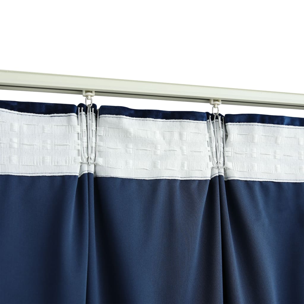 Gordijnen Verduisterend 2 St Met Haken 140X225 Cm Fluweel Blauw