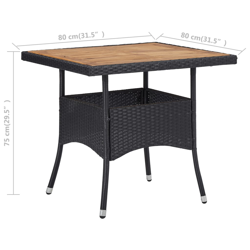 Tuintafel Poly Rattan En Massief Acaciahout Zwart