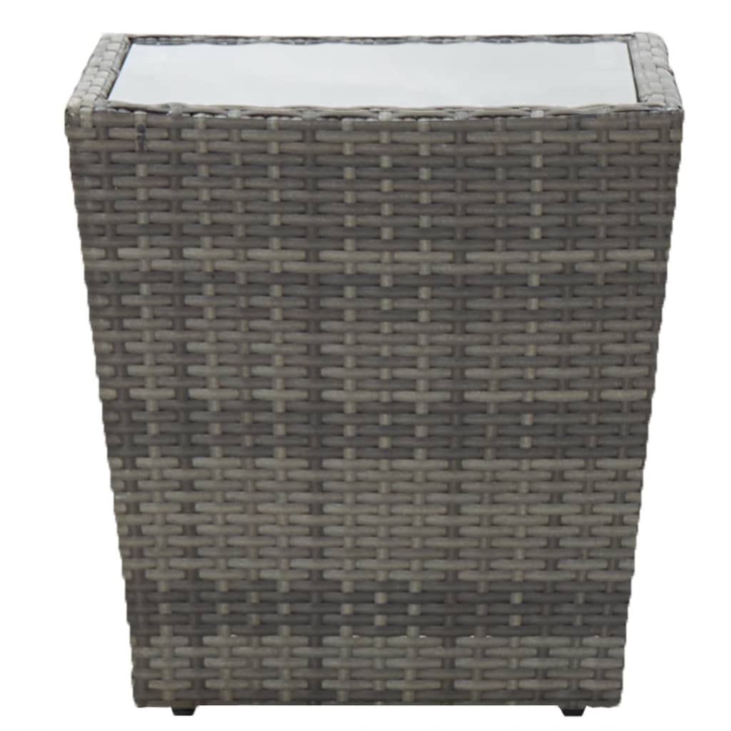 Theetafel 41,5X41,5X43 Cm Poly Rattan En Gehard Glas Grijs