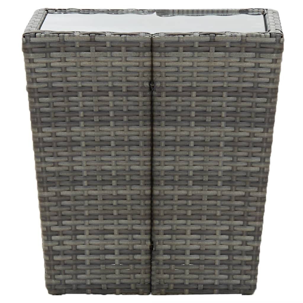 Theetafel 41,5X41,5X43 Cm Poly Rattan En Gehard Glas Grijs