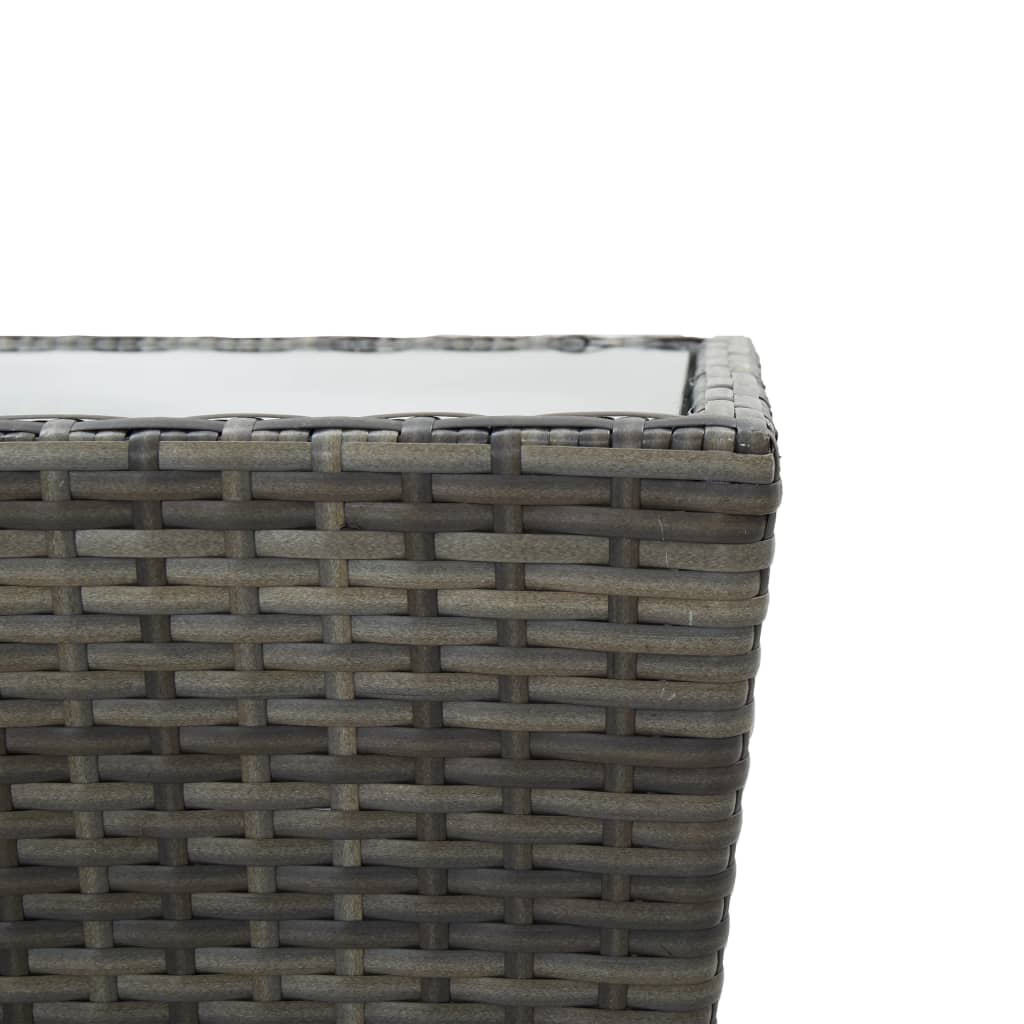 Theetafel 41,5X41,5X43 Cm Poly Rattan En Gehard Glas Grijs