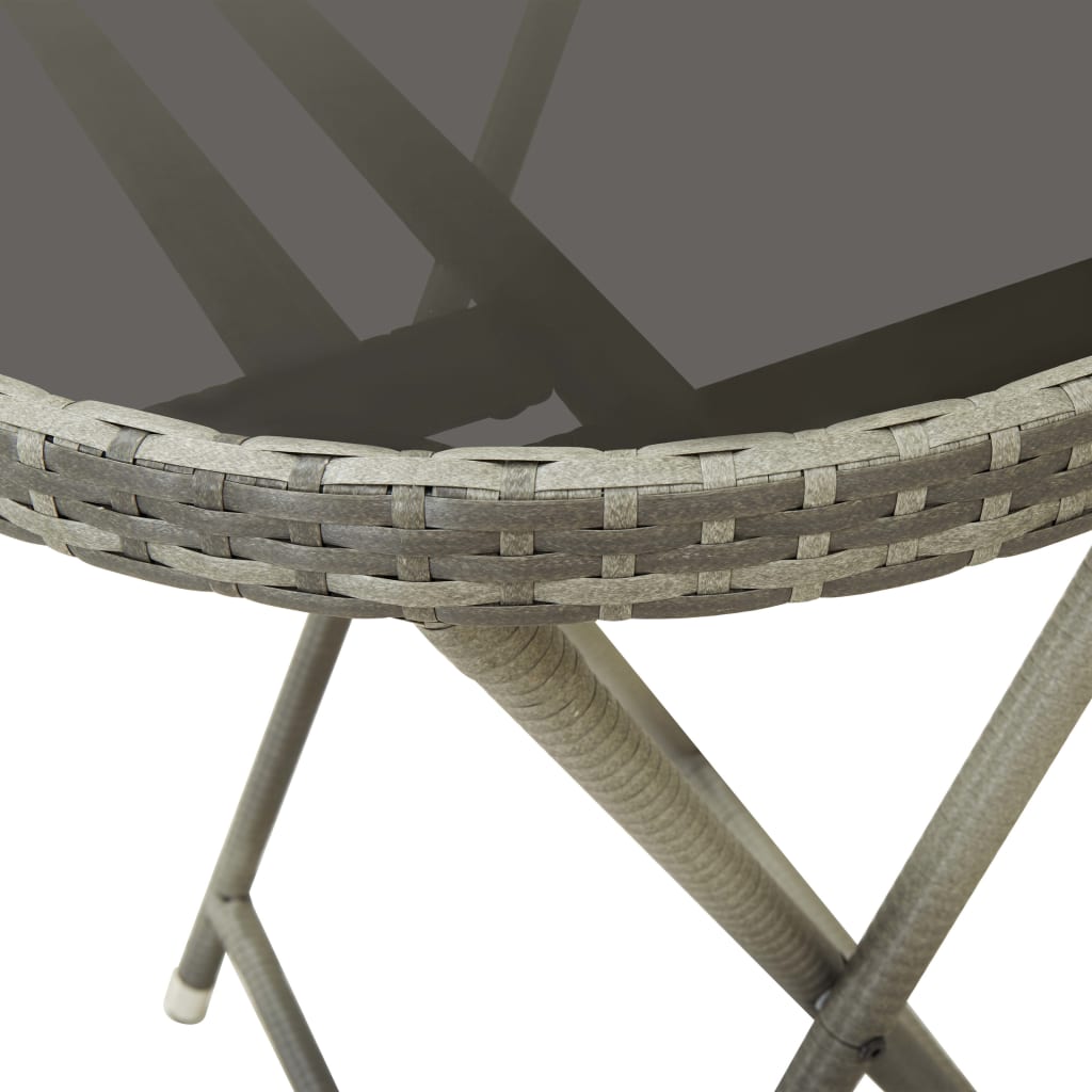 Theetafel 60 Cm Poly Rattan En Gehard Glas Grijs