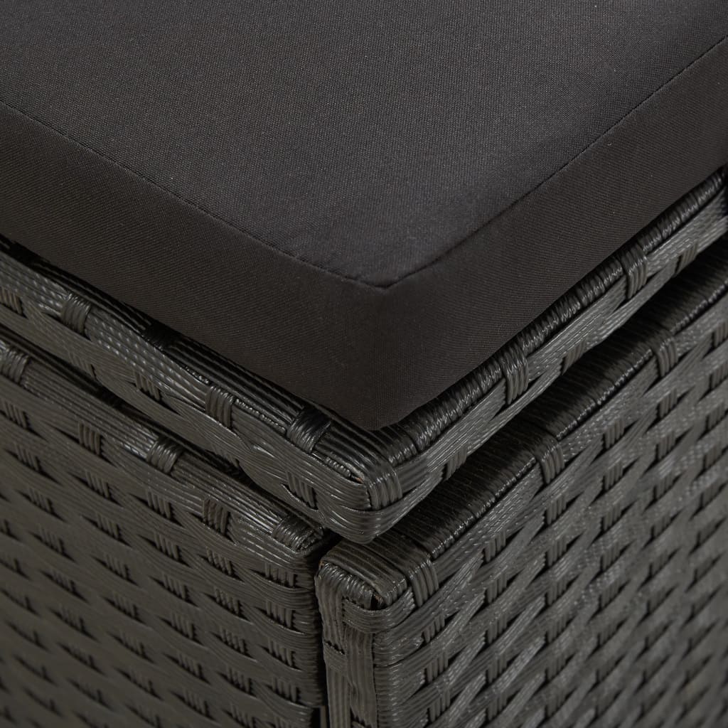 Ligbed Met Kussens Poly Rattan Zwart