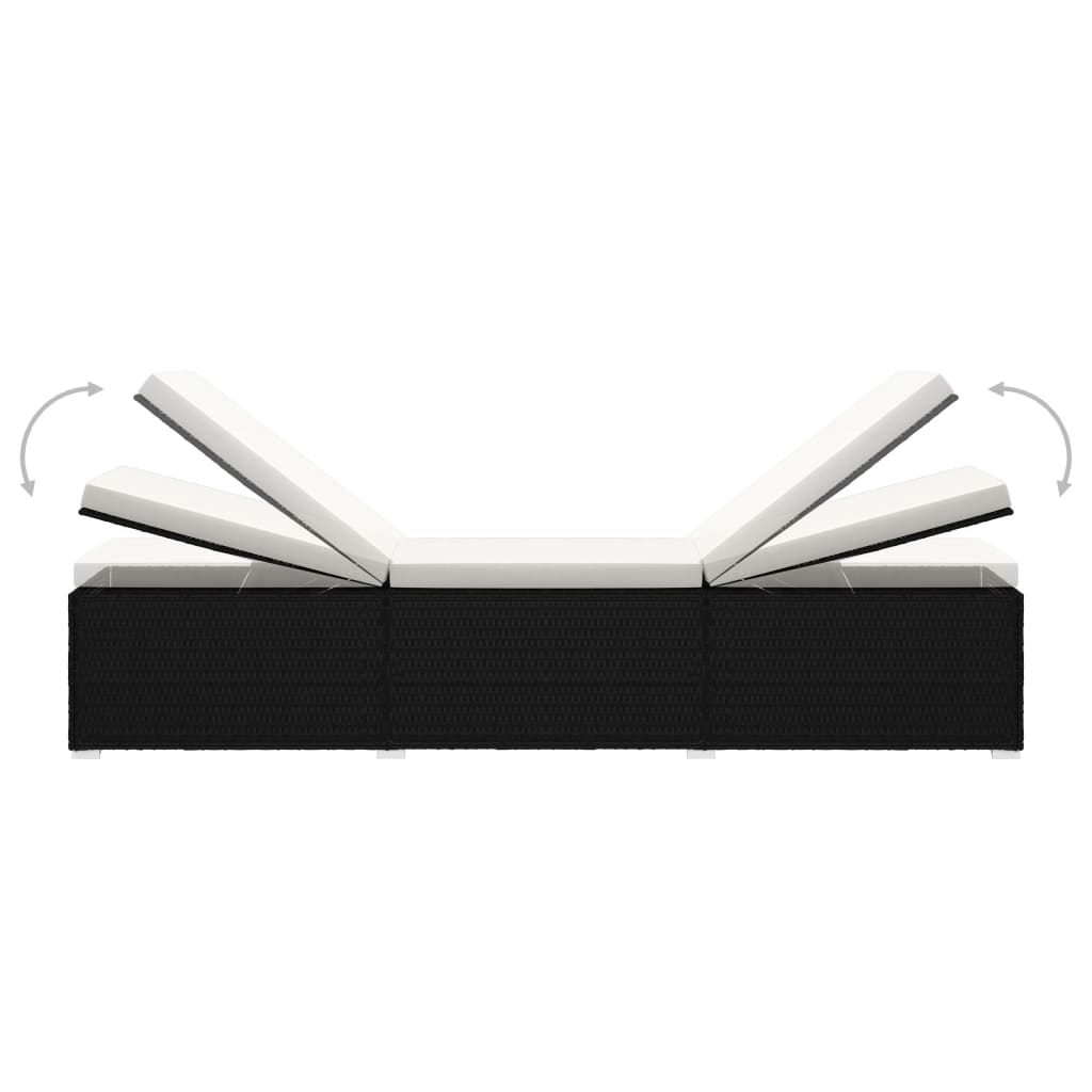 Ligbed Met Kussen En Theetafel Poly Rattan Crèmewit