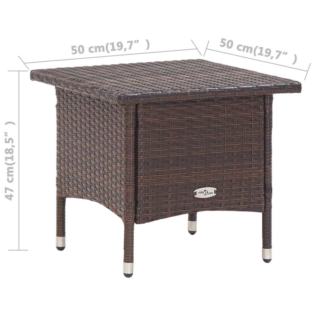 Theetafel 50X50X47 Cm Poly Rattan Bruin