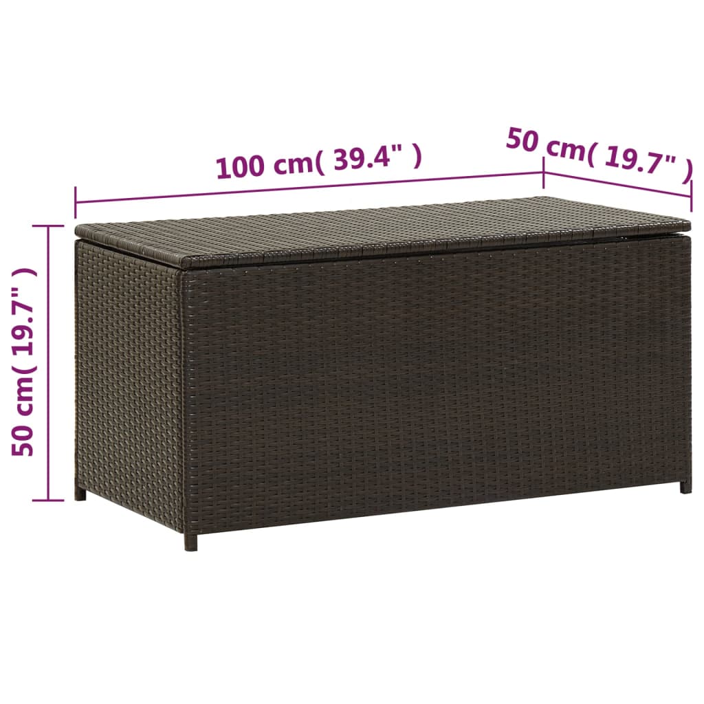 Tuinbox 100X50X50 Cm Poly Rattan Bruin