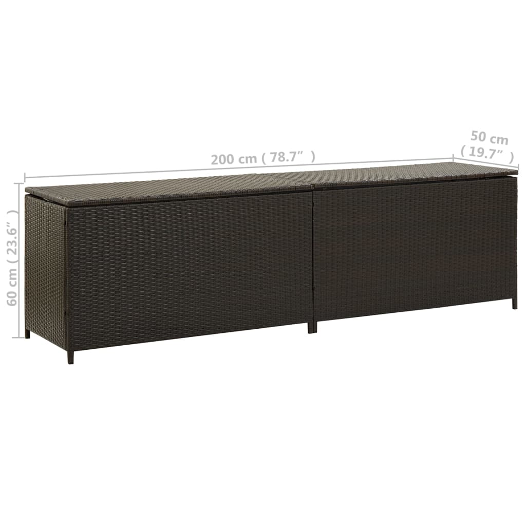 Tuinbox 200X50X60 Cm Poly Rattan Bruin