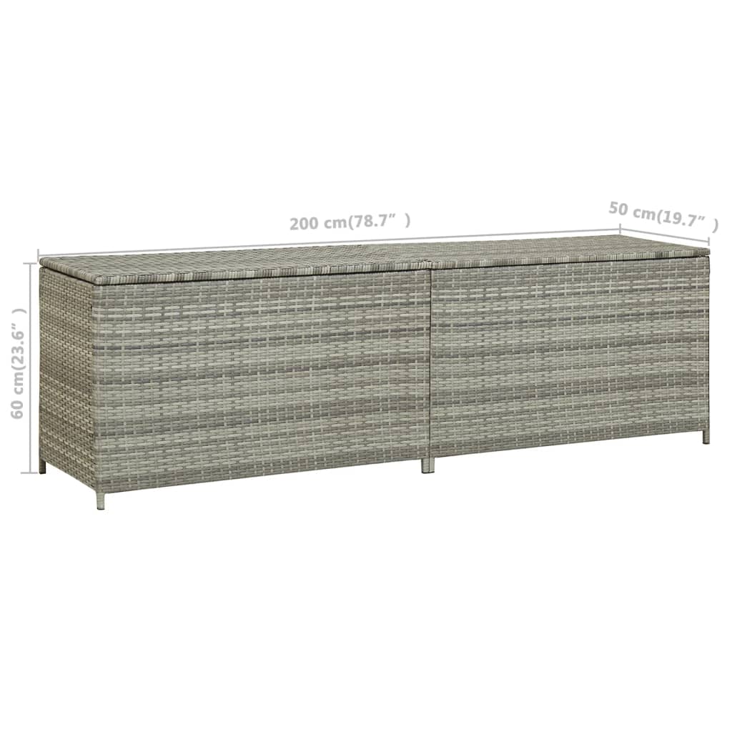 Tuinbox 200X50X60 Cm Poly Rattan Grijs