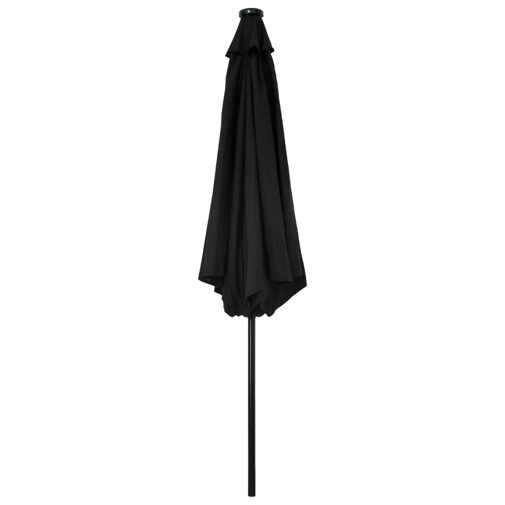 Parasol Met Led-Verlichting En Stalen Paal 300 Cm Zwart