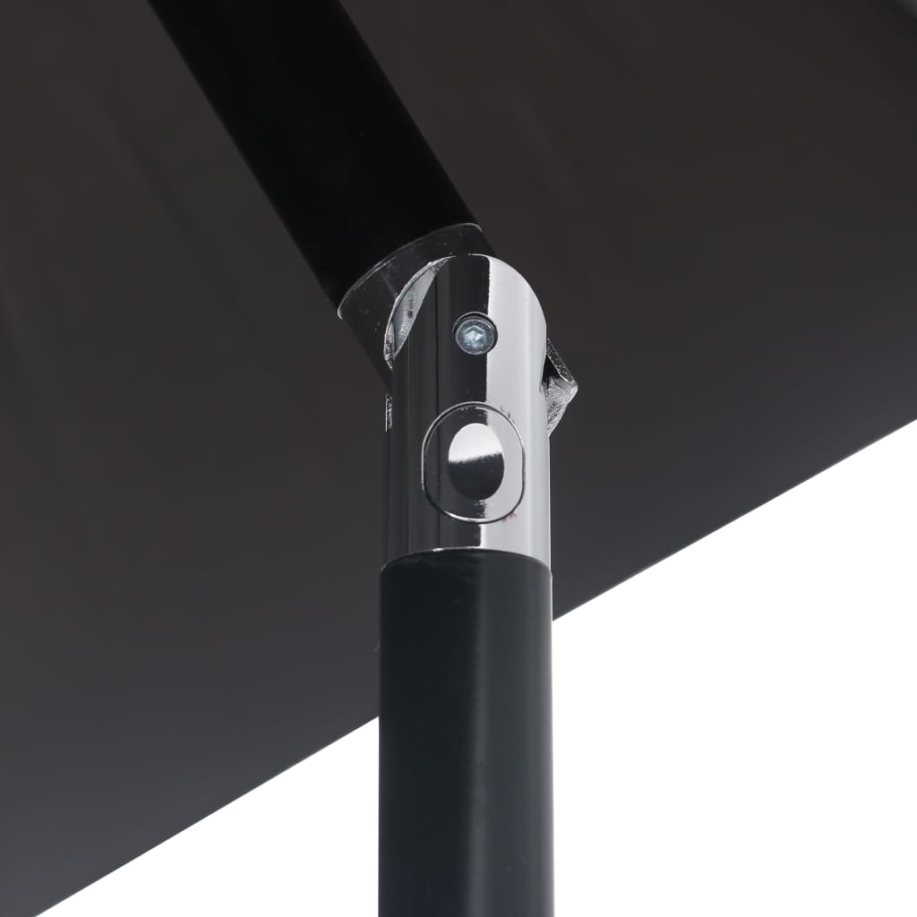 Parasol Met Led-Verlichting En Stalen Paal 300 Cm Zwart