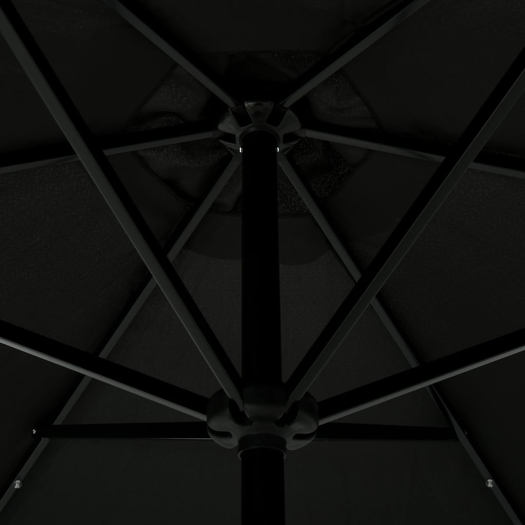 Parasol Met Led-Verlichting En Stalen Paal 300 Cm Zwart