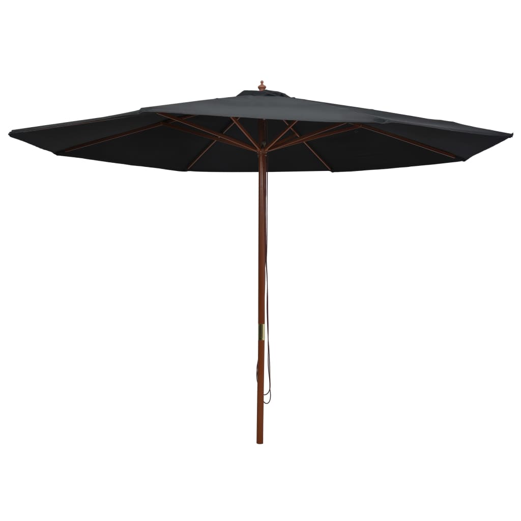 Parasol Met Houten Paal 350 Cm Zwart