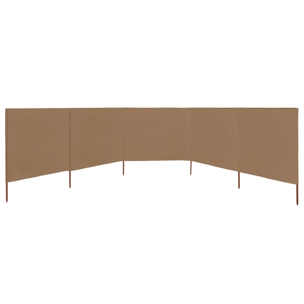 Windscherm 5-Panelen 600X120 Cm Stof Taupe