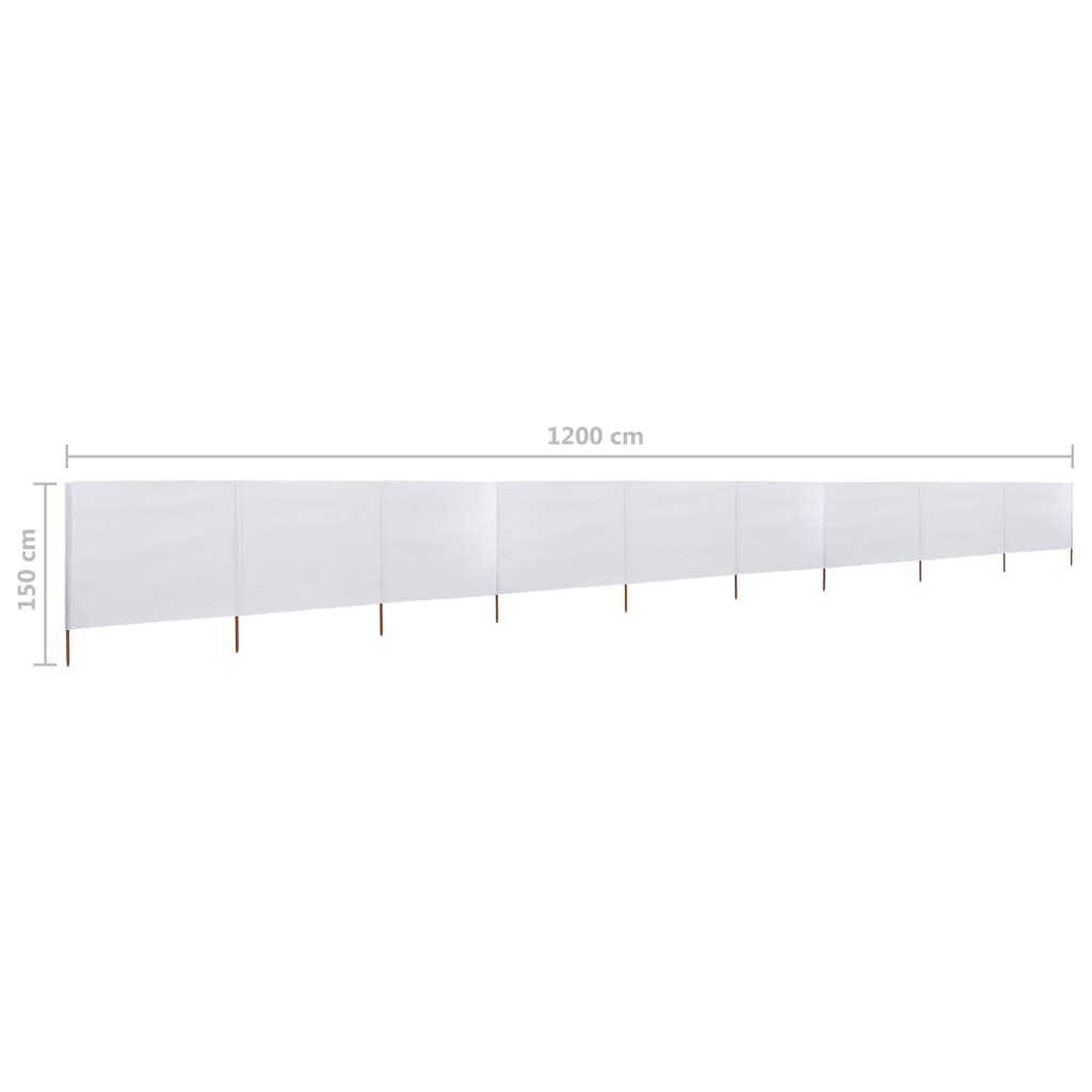 Windscherm 9-Panelen 1200X120 Cm Stof Zandwit