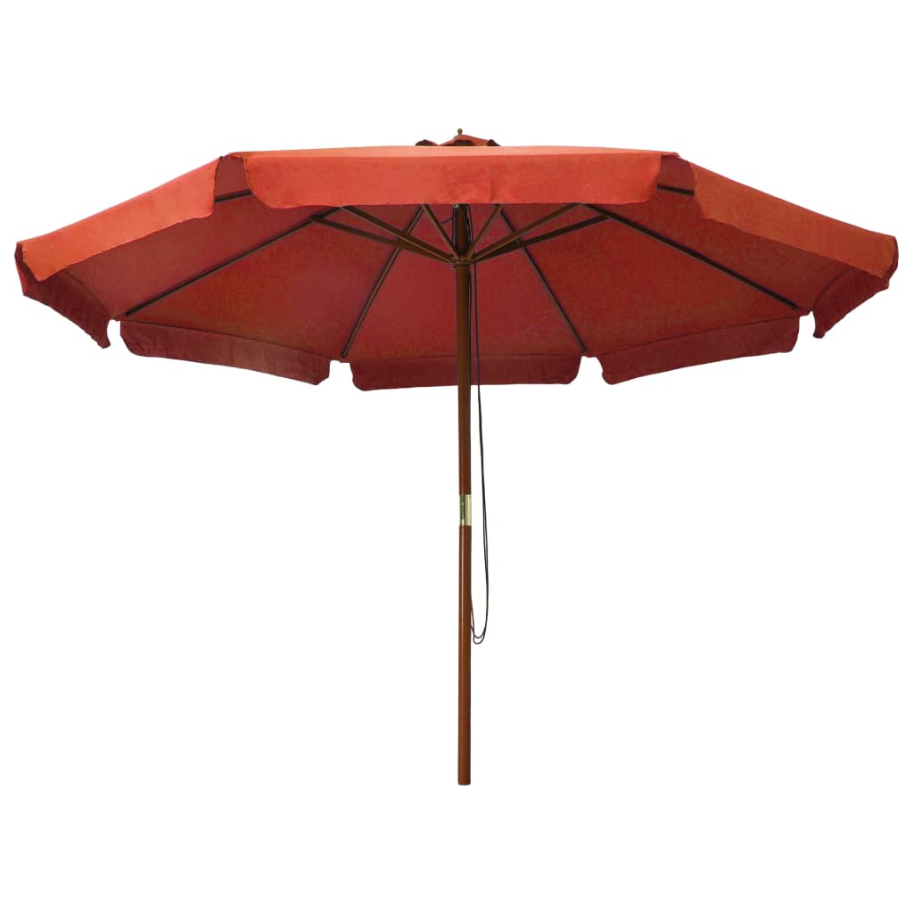 Parasol Met Houten Paal 330 Cm Terracottakleurig