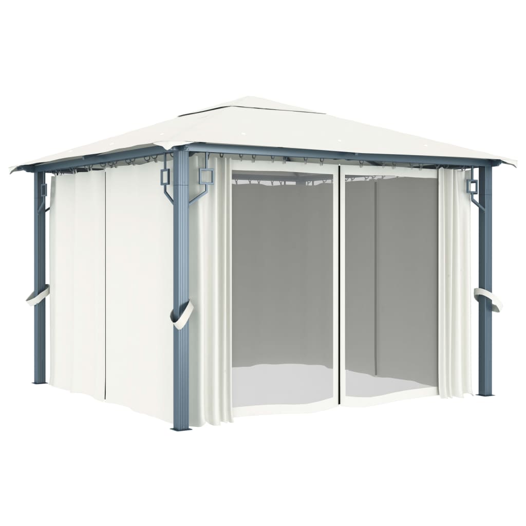 Prieel Met Gordijn 300X300 Cm Aluminium Crème