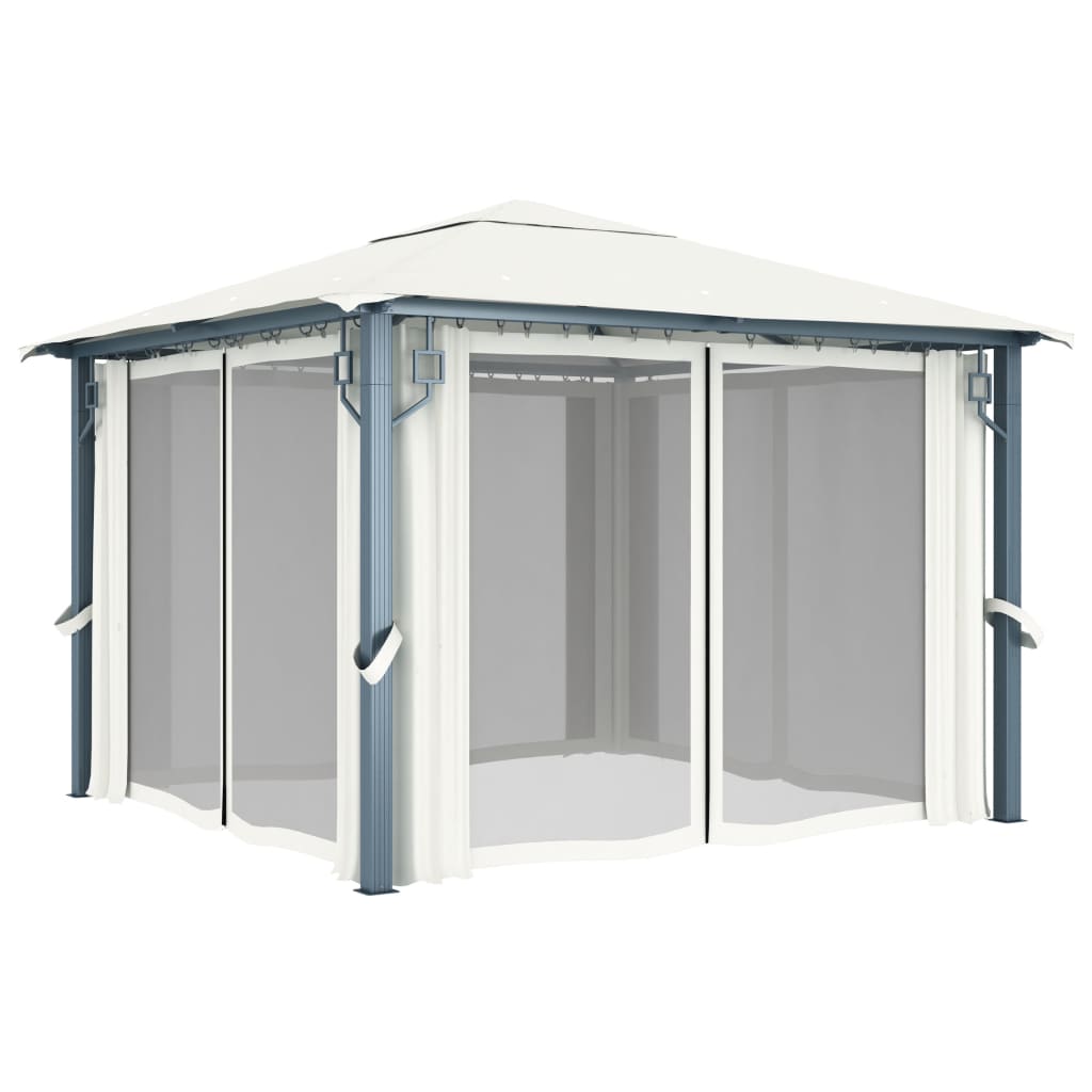 Prieel Met Gordijn 300X300 Cm Aluminium Crème