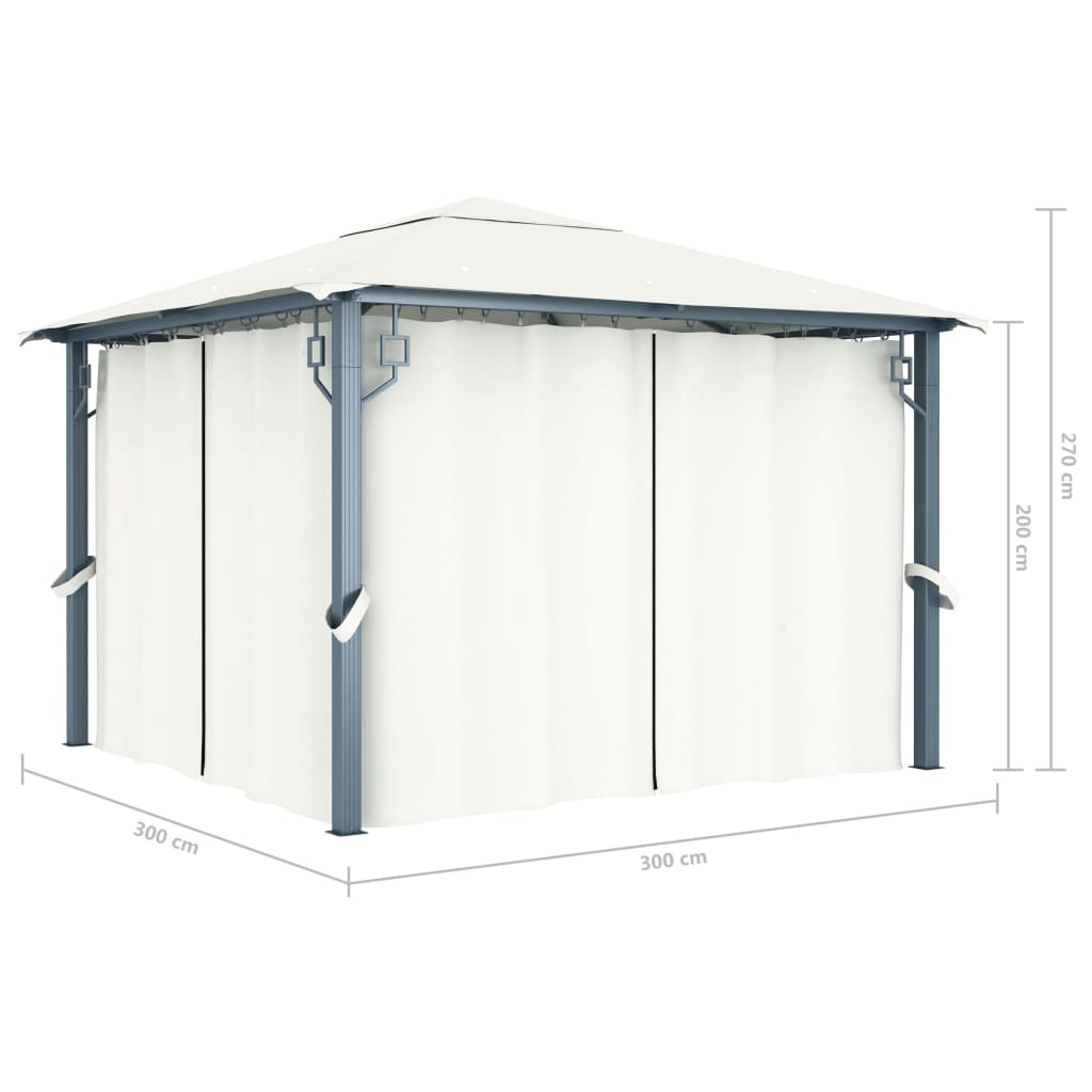 Prieel Met Gordijn 300X300 Cm Aluminium Crème