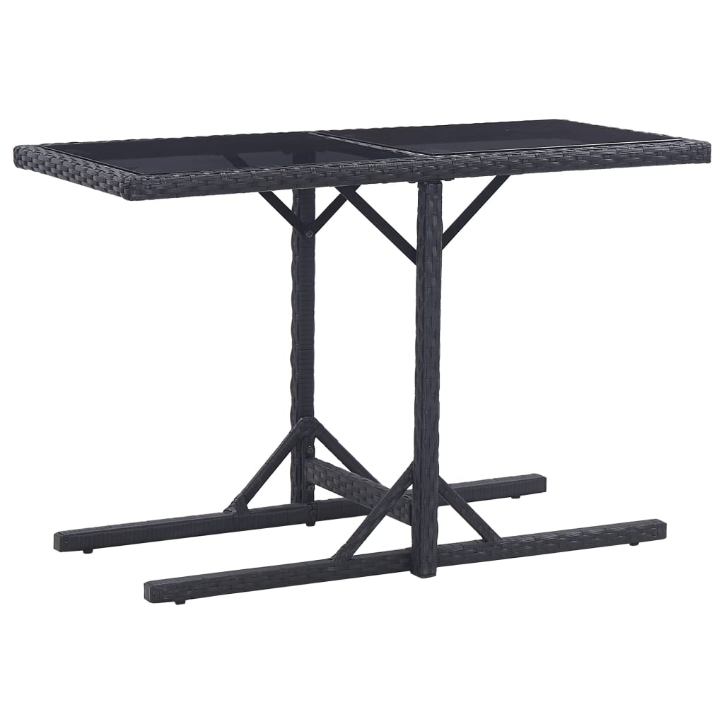 Tuintafel 110X53X72 Cm Glas En Poly Rattan Zwart