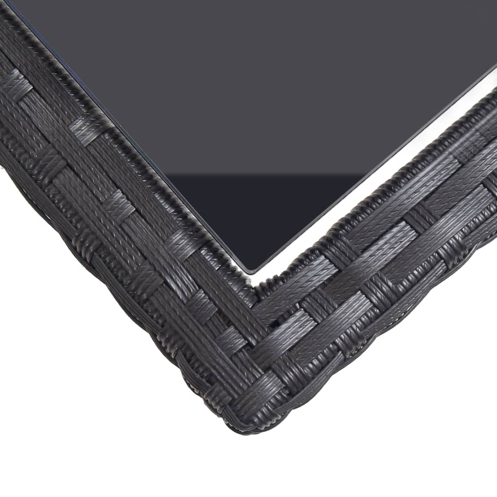 Tuintafel 110X53X72 Cm Glas En Poly Rattan Zwart