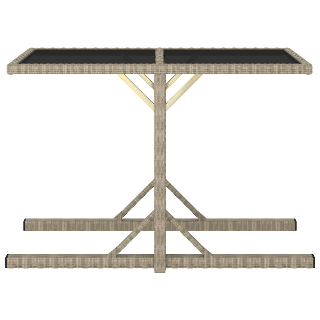 Tuintafel 110X53X72 Cm Glas En Poly Rattan Beige