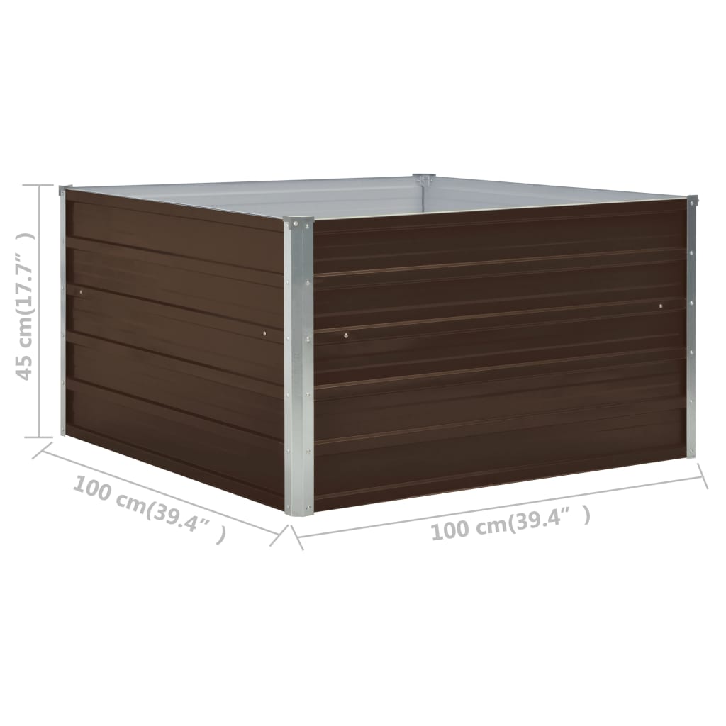 Plantenbak Verhoogd 100X100X45 Cm Gegalvaniseerd Staal Bruin