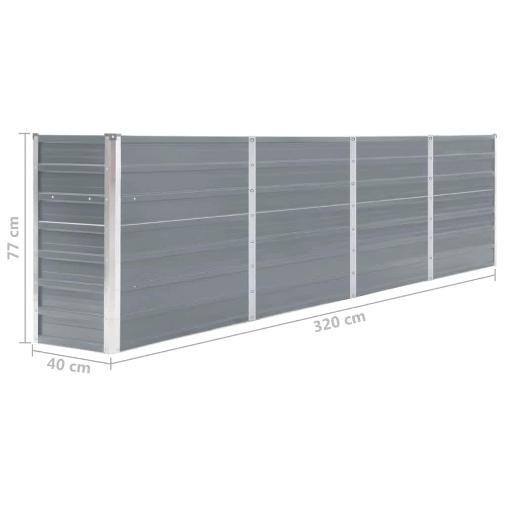 Plantenbak Verhoogd 320X40X77 Cm Gegalvaniseerd Staal Grijs