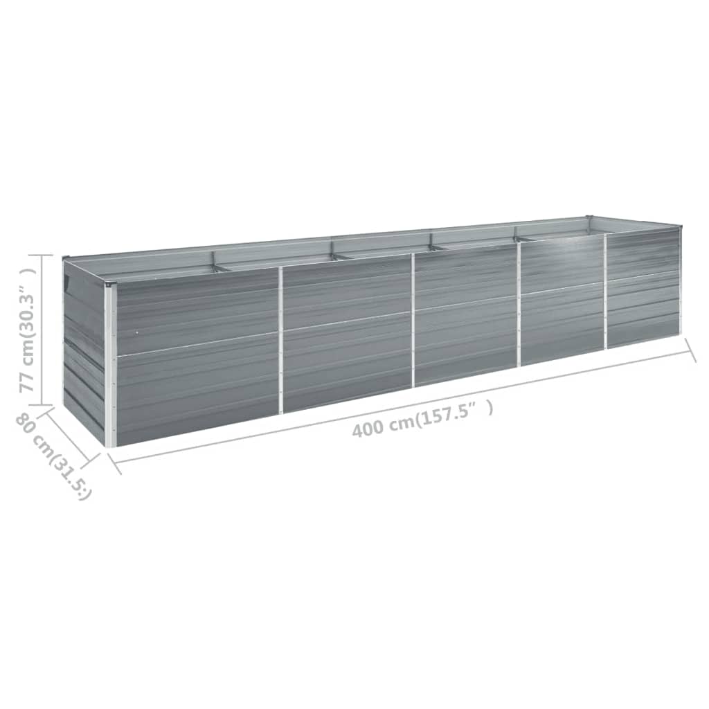 Plantenbak Verhoogd 400X80X77 Cm Gegalvaniseerd Staal Grijs