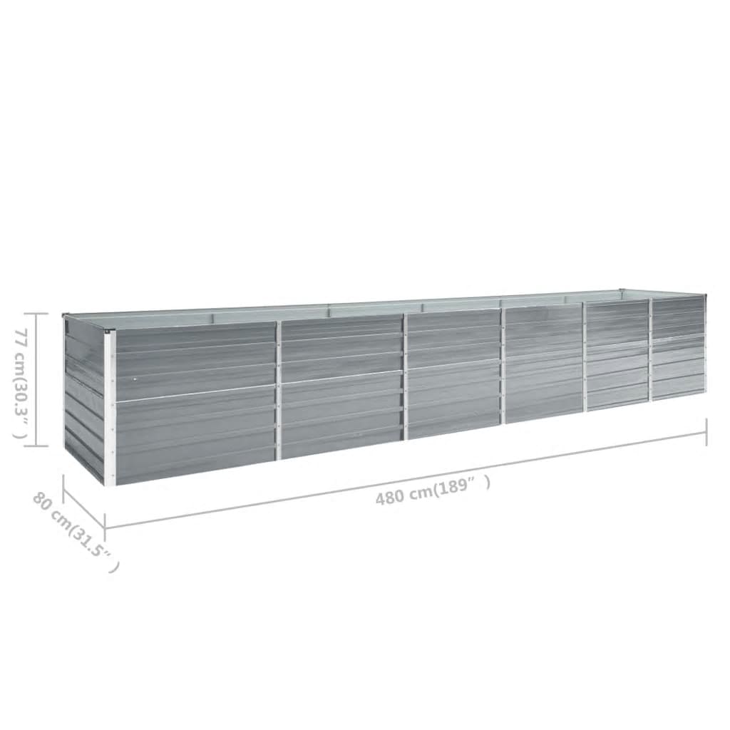Pflanzgefäß erhöht 480 x 80 x 77 cm, verzinkter Stahl, grau