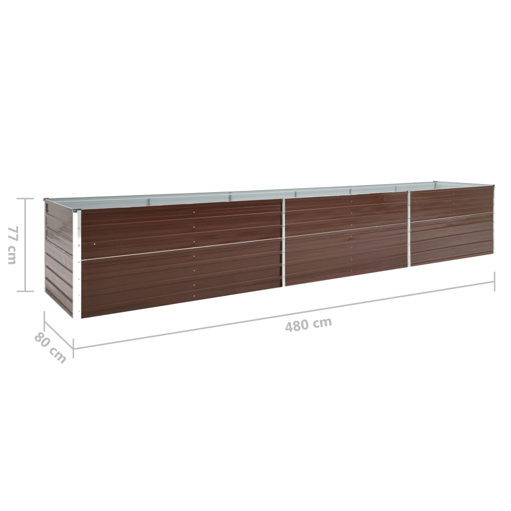 Pflanzgefäß erhöht 480 x 80 x 77 cm, verzinkter Stahl, braun