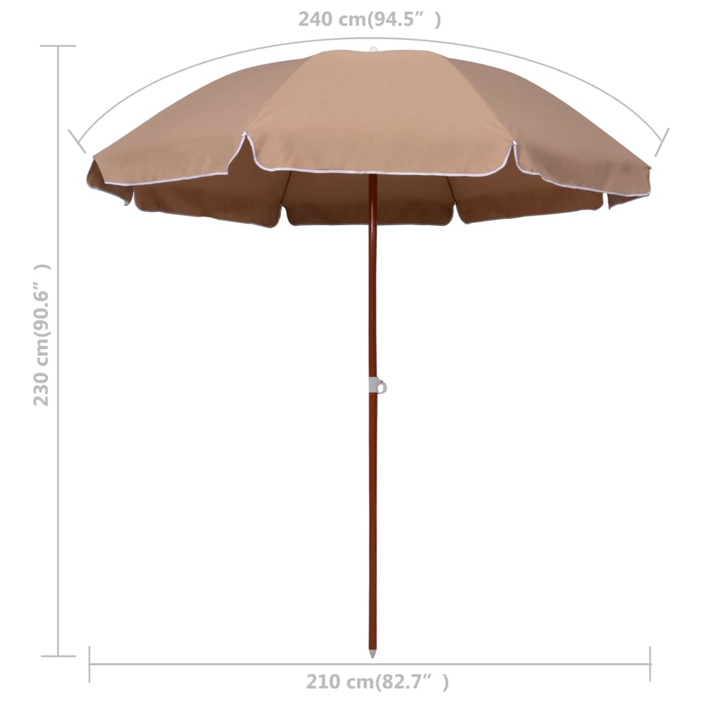 Parasol Met Stalen Paal 240 Cm Taupe