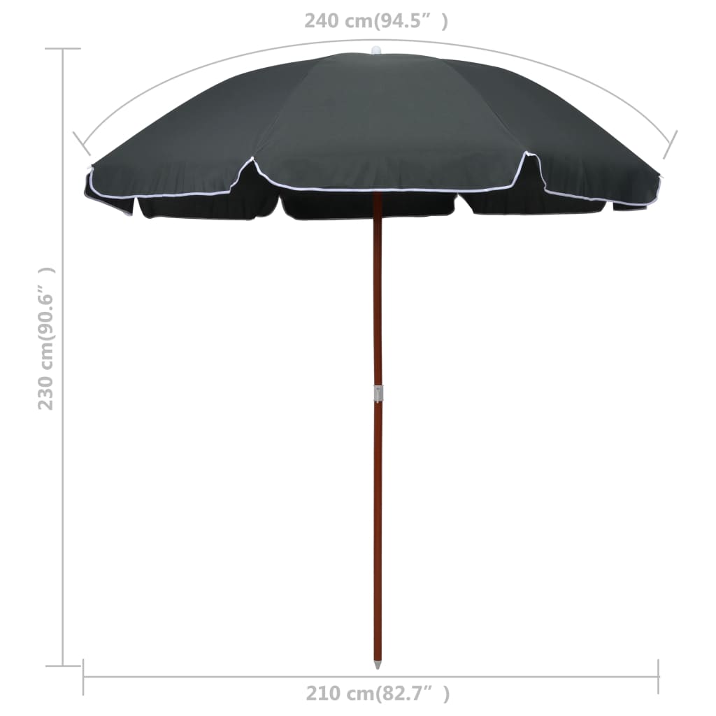Parasol Met Stalen Paal 240 Cm Antraciet