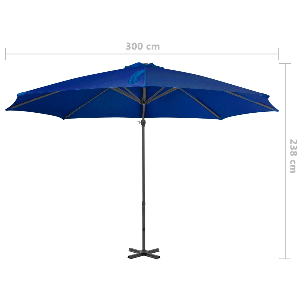 Zweefparasol Met Aluminium Paal 300 Cm Azuurblauw